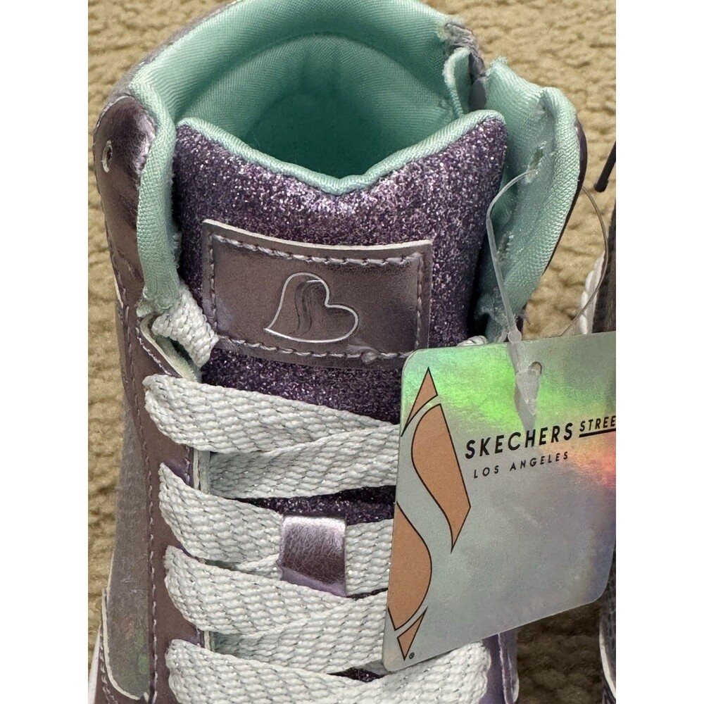 New Skechers Standouts - Sleek Shines girls Sneaker Sz 2 Light Purple/Silver - Picture 5 of 12